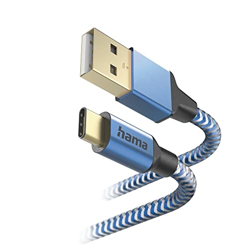 Hama Ladekabel Reflective, USB-A - USB-C, 1,5 m, Nylon, Blau