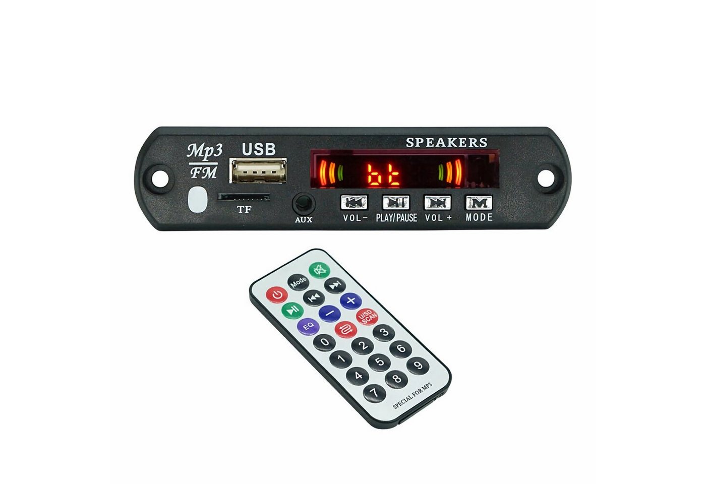 Bolwins N13C, Drahtloser Bluetooth Decoder MP3 Player für Auto, USB/TF/FM-Radio, Schwarz, unterstützt MP3/WMA/WAV/FLAC/APE