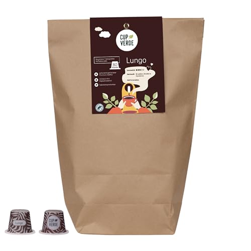Cup Verde CUP VERDE – 80 Lungo Kaffeekapseln, kompostierbar, fein aromatisch, premium Arabica, schonend geröstet, kompatibel mit Nespresso*
