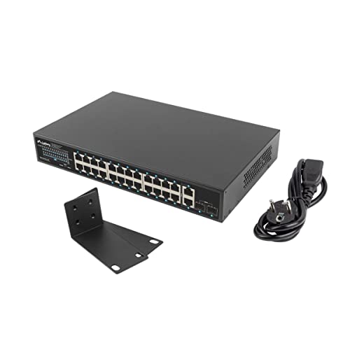 Lanberg RSGE-24P-2GE-2S-360 network switch Unmanaged (26 Ports), Netzwerk Switch, PoE+ 360W, rack 19 Zoll, Schwarz