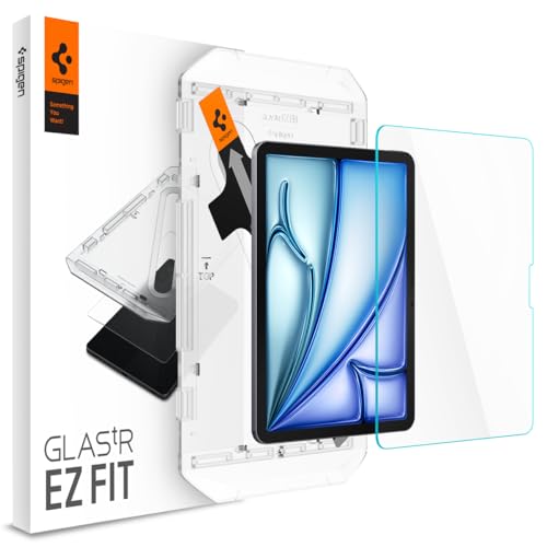 Spigen Glas.tR EZ Fit Schutzglas für iPad Air 6 M2 (2024), 11 Zoll, Kristallklar, 9H Folie, Installationsschablone