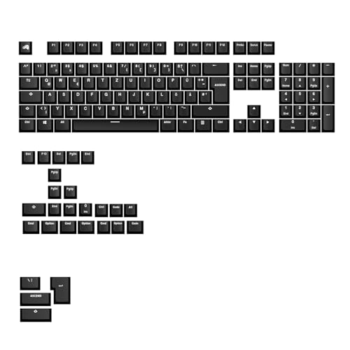 Glorious GPBT Basics Keycaps, ISO Layout (DE), PBT, Doubleshot - Classic Black Keycap-Komplettset, abriebfeste Beschriftung, ISO DE-Layout