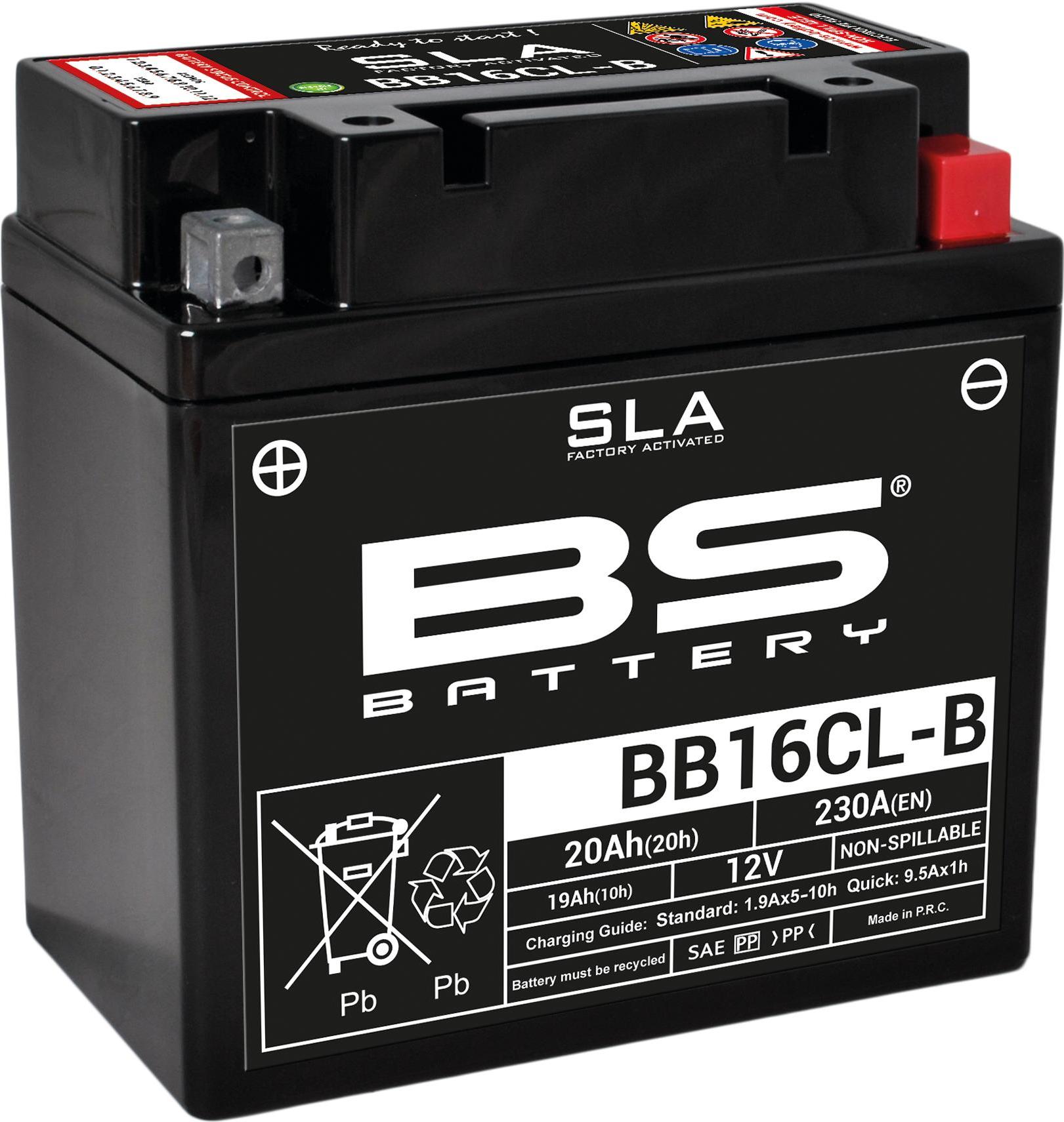 BS Battery BB16CL-B, Wartungsfreie AGM-Batterie mit 19Ah und 260 CCA, werkseitig aktiviert, auslaufsicher, vielseitige Montage
