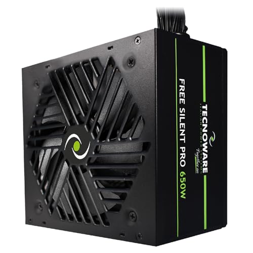 Tecnoware Netzteil Free Silent PRO 650, für NVIDIA GeForce GTX - RTX Grafikkarte, leiser Lüfter, PCI-E Anschlüsse, CPU 4+4, SATA, Molex