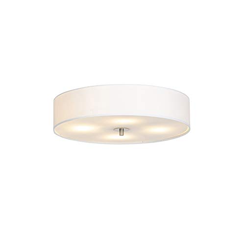 Qazqa Modern Country Deckenleuchte - Weiße 50 cm Drum Deckenlampe 4-flammig LED geeignet E27