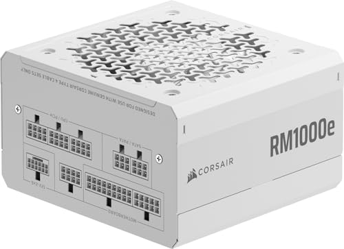 Corsair RM1000e (2025) Vollmodulares, geräuscharmes ATX-Netzteil in Weiß mit 105°C-Kondensatoren