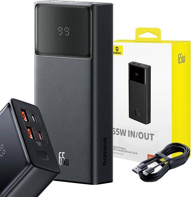Baseus STAR LORD OVERSEAS EDITION 20000 mAh Powerbank, 65W Fast Charging, Digital Display, Schwarz