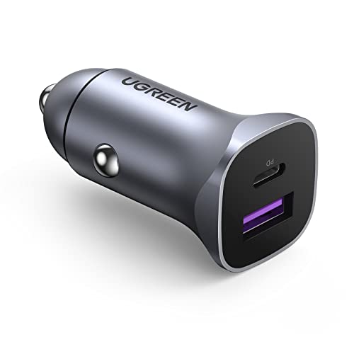 Ugreen USB-A / USB-C 30W Schnelles Autoladegerät mit PD PPS, graues Ladegerät für iPhone und Galaxy Smartphones