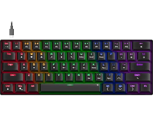 Speedlink ATMOS RGB Rainbow Mechanical 60% Gaming Keyboard, mechanische braune Schalter, Schwarz, kabelgebunden, US Layout