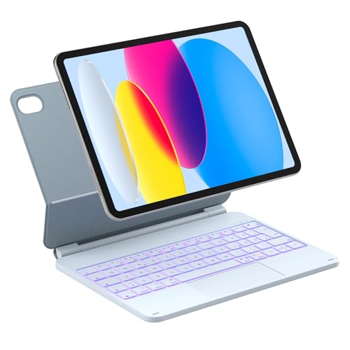 Inateck NeoMagic Magnetische Tastatur Hülle für iPad 10. Generation 10,9 Zoll & iPad 11. Generation 2025 A16, mit Touchpad, freitragendem Ständer, 7-Farbige Hintergrundbeleuchtung, KB09119