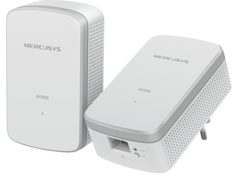 Mercusys MP300 KIT AV600 Powerline Adapter Set, WLAN 600 Mbit/s, Gigabit-Port, Plug & Play, Energiesparfunktion, kompatibel mit HomePlug AV/AV2