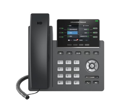 Grandstream GRP2613W, IP-Telefon in Schwarz, kabelgebundenes Mobilteil, 4 Zeilen, 2000 Eintragungen, TFT-Display