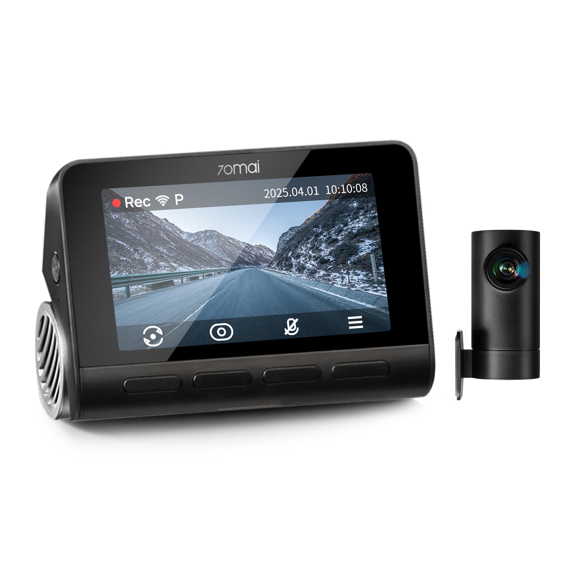 70mai Dashcam 4K A810S, Dashcam mit dualer Aufnahme (vorne 4K, hinten 1080P), HDR, Superkondensator, 3.0" Bildschirm, eingebautes GPS, ADAS, schwarz