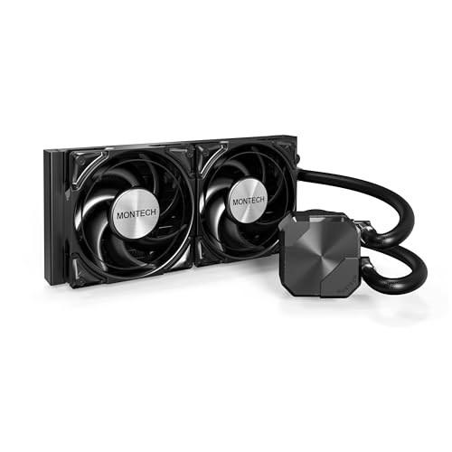 Montech HyperFlow Silent 240 AIO, CPU Wasserkühler für Intel und AMD, 240mm, schwarze Ausführung, geräuscharm