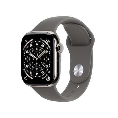 Apple Watch Series 11 Cellular, 42 mm, Titaniumgehäuse Natur, Sportarmband Grau - S/M