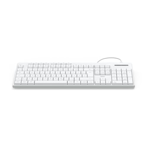 Hama Tastatur kabelgebunden CK-200 weiß (USB, ergonomisches Tippgefühl, leise Tasten, Multimedia Tasten, Assist Taste für KI Assistenten)