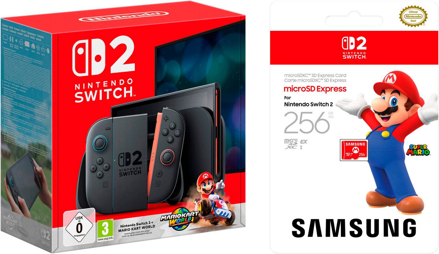 Nintendo Switch Switch 2 Mario Kart World-Set, 256 GB interner Speicher, 4K Gaming, inkl. Samsung microSD EXPRESS 256 GB