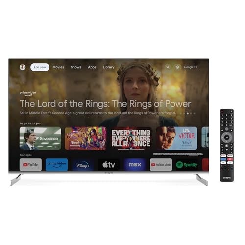 STRONG SRT50UF8733, 4K QLED Smart TV 50 Zoll, Ultra HD Fernseher, Netflix fähig, mit eingebautem WLAN, Google TV und sprachgesteuerter Fernbedienung, schwarz