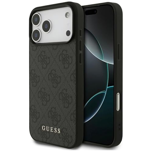 CG MOBILE Guess 4G Classic Hülle für iPhone 17 Pro Max, TPU/PC/Kunstleder Hardcase, schwarz