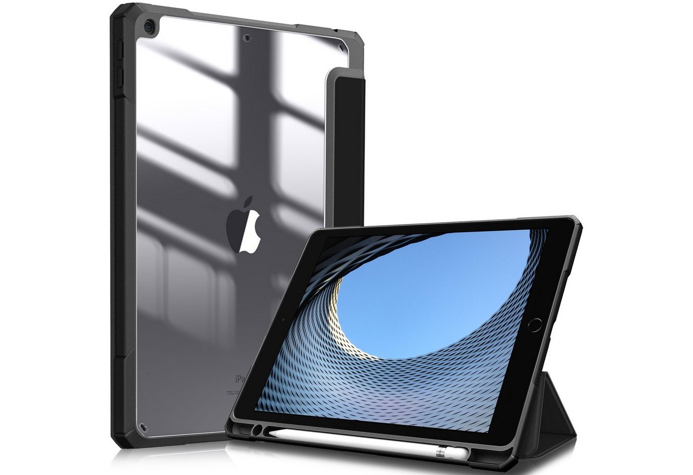 Fintie Tablet-Hülle Hybrid Hülle für 10.2 Zoll iPad 9. Generation 2021/8. Gen 2020/7. Gen, 2019 mit Stifthalter, Stoßfeste Hülle mit transparenter Hartschale