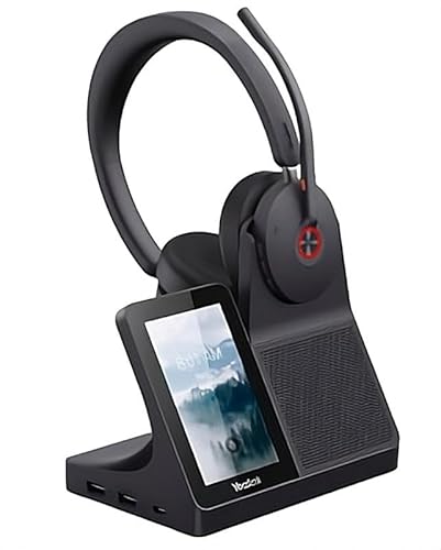 Yealink WH68 Workstation, Kabelloses On-Ear Stereo Headset mit 4-Zoll Touchscreen, DECT & Bluetooth, große Reichweite bis 150 m