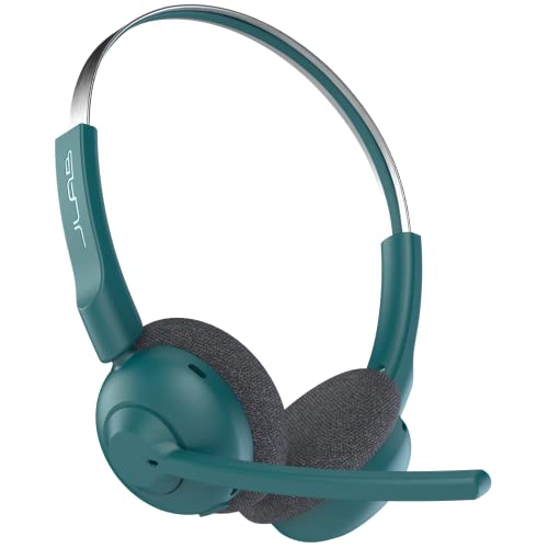 JLab Go Work Pop Wireless Headset mit Mikrofon: 50+ Std. Wiedergabezeit, Kopfhörer mit Mikrofon und Multipoint-Verbindung, Kabellos oder mit Kabel für PC & Handy, Bluetooth-Headset für Büro, Blaugrün
