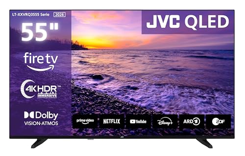 JVC LT-55VRQ3555, 55 Zoll 4K QLED Smart TV mit Dolby Vision HDR, Dolby Atmos, Alexa Sprachsteuerung und Triple Tuner