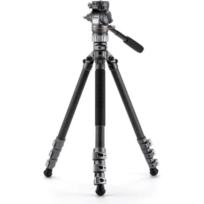 Tilta VT05 Travel Video Fluid Head, 3-Stage Carbon Fiber Tripod (Carbon, Metall), max. Höhe 160 cm, grau