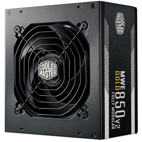 Cooler Master MWE Gold 850 V2 ATX 3.1 Vollmodulares Netzteil – 80 Plus Gold, 850 Watt, PCIe 5.1-Verkabelung, 120 mm HDB-Lüfter, Hochtemperaturschwelle