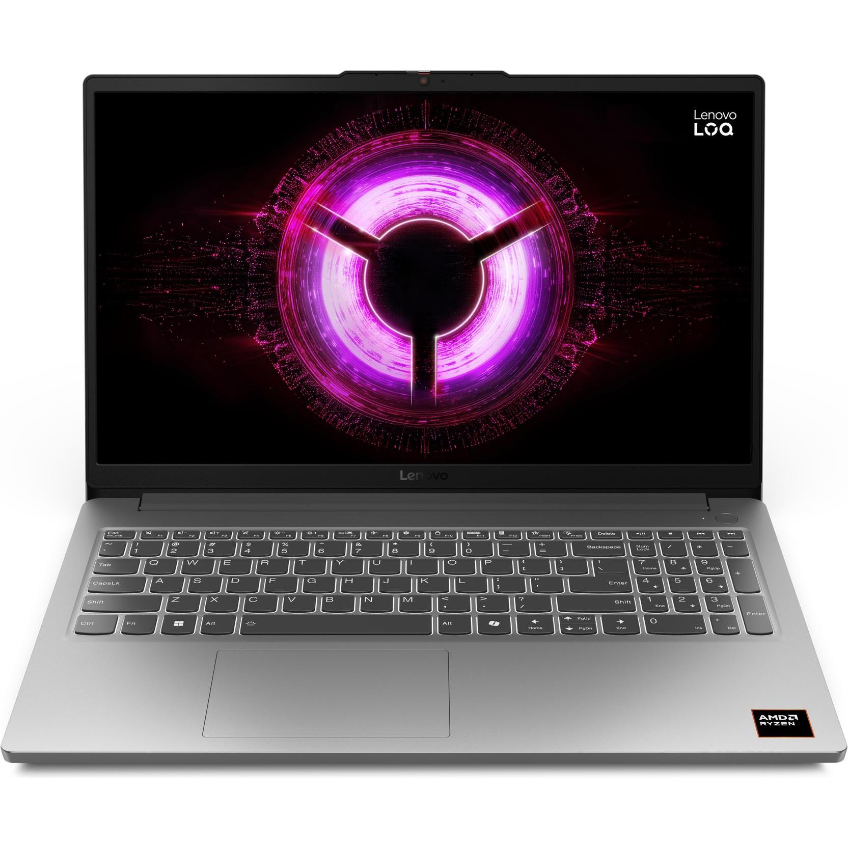 Lenovo LOQ 15ARP10E, 15.6" FHD Gaming Laptop mit AMD Ryzen 7, 16GB RAM, 512GB SSD, NVIDIA RTX 4050, 144Hz, Grau