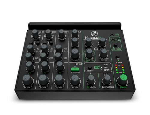 Mackie MobileMix 8-Kanal-Mischpult mit USB-Stromversorgung, Live-Sound und Streaming, Schwarz