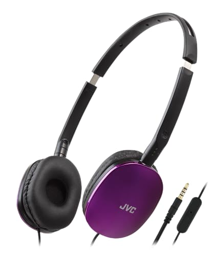 JVC HA-S160M-V Flats Faltbarer und kompakter Kopfhörer in Glossy Trendfarbe, ideal für Telearbeit und Online-Seminare (Violett)