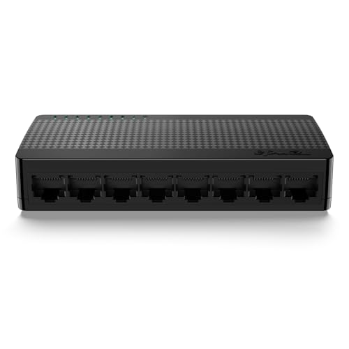 Tenda SG108 LAN Switch, 8 Port Gigabit Netzwerk Switch, Plug-and-Play, Lüfterlos, Unmanaged, Schwarz