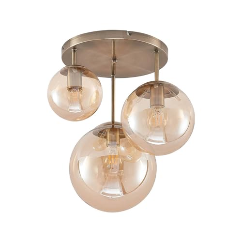 Lindby Deckenlampe 'Teeja' (Modern) in Creme aus Glas (3 flammig, E27) - Hochwertige Wohnzimmerleuchte