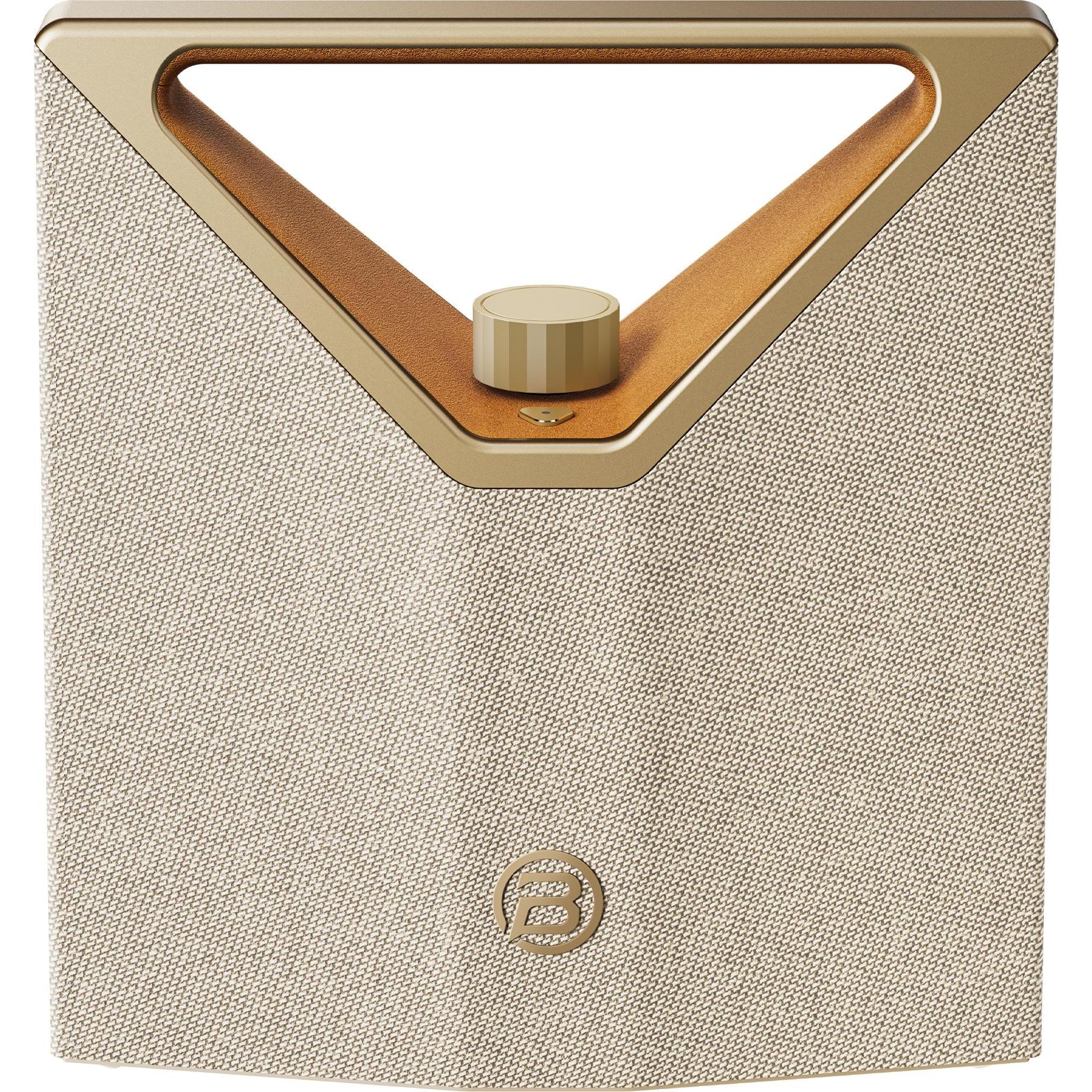 Bugani Brief Plus Bluetooth-Lautsprecher, 4 Zoll Subwoofer, Bluetooth 5.4, IPX5 wasserdicht, 13 h Akkubetrieb, champagne