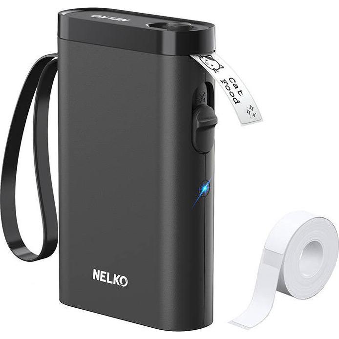 Nelko P21, Thermo-Etikettendrucker mit 203 DPI und 60 mm/s Druckgeschwindigkeit, Schwarz