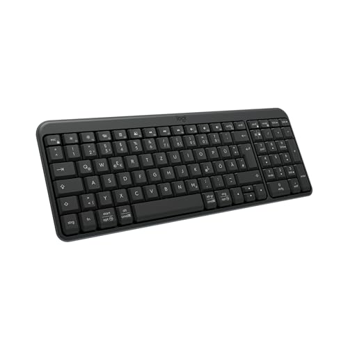 Logitech K250, Bluetooth-Tastatur mit Ziffernblock, spritzwassergeschützt, kompakte und umweltfreundliche kabellose Tastatur für Windows/macOS - QWERTZ