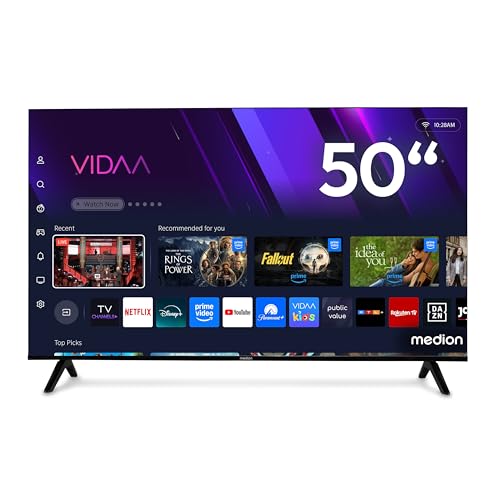 MEDION MD 850601, 125,7 cm (50 Zoll) QLED Fernseher mit 4K UHD, Dolby Vision HDR, Smart-TV und Bluetooth