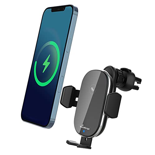 MediaRange KFZ-Schnellladest. 15W, kabelloses Ladegerät für Auto mit Halterung für Lüftungsgitter, inkl. 90 cm USB-Kabel