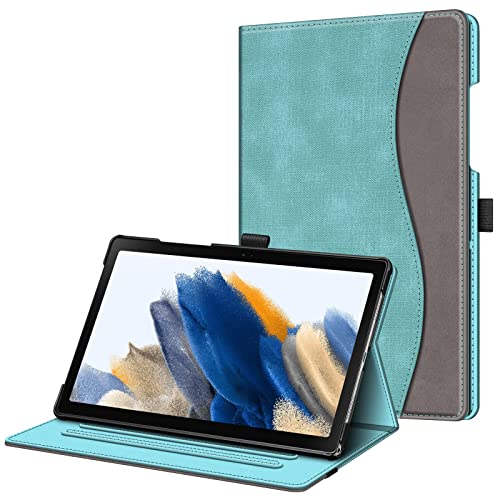 Fintie Hülle für Samsung Galaxy Tab A8 10.5 Zoll 2022/2021 SM-X200/X205/X207, Multi-Winkel Folio Schutzhülle Dokumentschlitze und Auto Schlaf/Wach Funktion, Jeansoptik Türkis - Preisvergleich