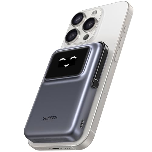 Ugreen Magnetic Power Bank UNO PB572, 10000 mAh, 20 W, Qi-kompatibel, kompakt, schwarz