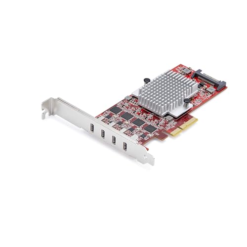StarTech.com 4-Port USB-C 10Gbps PCIe Karte mit 4 separaten USB 3.2 Controllern, PCI Express 3.0, Standardprofil-Halterung, TAA-kompatibel
