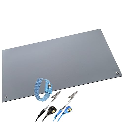 Minadax 40 x 30cm Antistatik ESD Computer Matte Tischmatte „Premiumqualität“ inkl. Manschette + 2,4m Verlängerung - ESD-Schutz