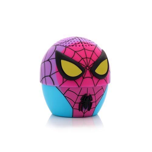 Bitty Boomers Marvel-Spiderman BL, Ultra-tragbarer Bluetooth-Lautsprecher mit 4 Stunden Akkulaufzeit und Selfie-Fernbedienung, 5 cm