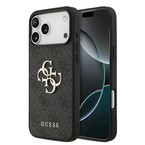 CG MOBILE Guess 4G Groß Logo Hülle für iPhone 17 Pro, Kunstleder/TPU/PC, Schwarz, Hoher Schutz und Original Guess Markenqualität