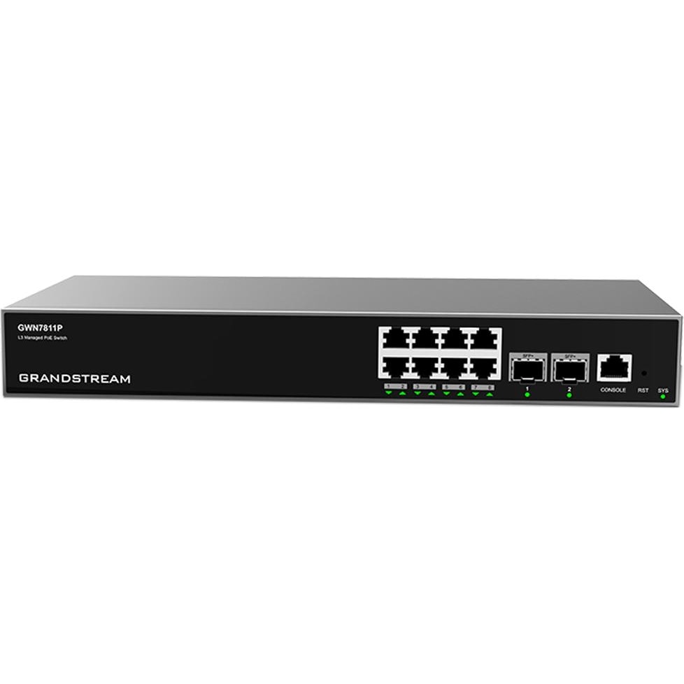 Grandstream GWN7811P Layer-3 Managed Switch 8-Port PoE, Grau