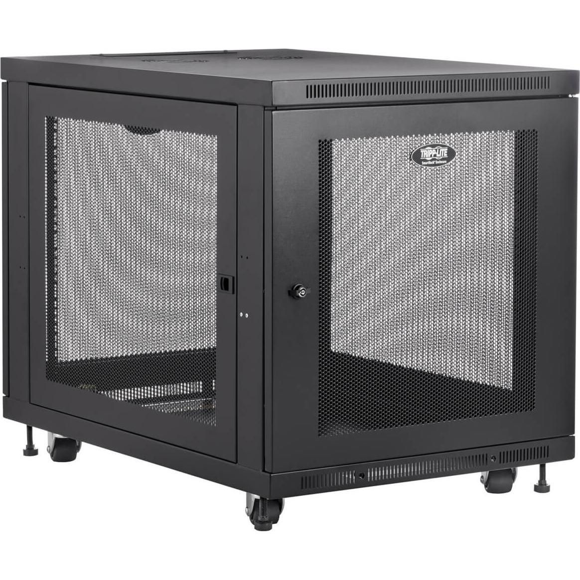 Eaton SmartRack 12U Mid-Depth Rack-Gehäuse, 19 Zoll Serverschrank mit kabelführenden Öffnungen und verschließbarer Tür, Schwarz