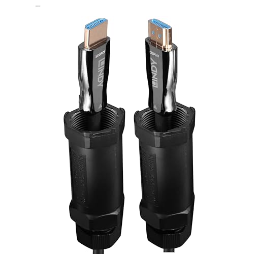LINDY 38530, 30m armiertes Fibre-Optic-Hybrid HDMI Kabel, 8K@60Hz Unterstützung, robust mit Aramidfasern und Stahlspiralmantel