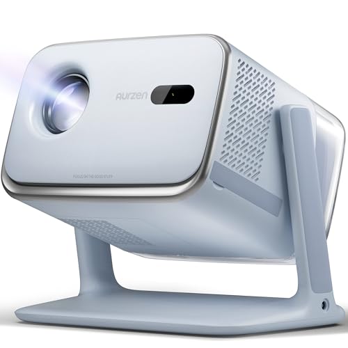 Aurzen Boom Mini 4-in-1 Smart Beamer mit Google TV, 4K Unterstützung, 500 ANSI Lumen, 20W Dolby Audio, ToF Autofokus, Trapezkorrektur, WLAN/Bluetooth, kompakt, Blau