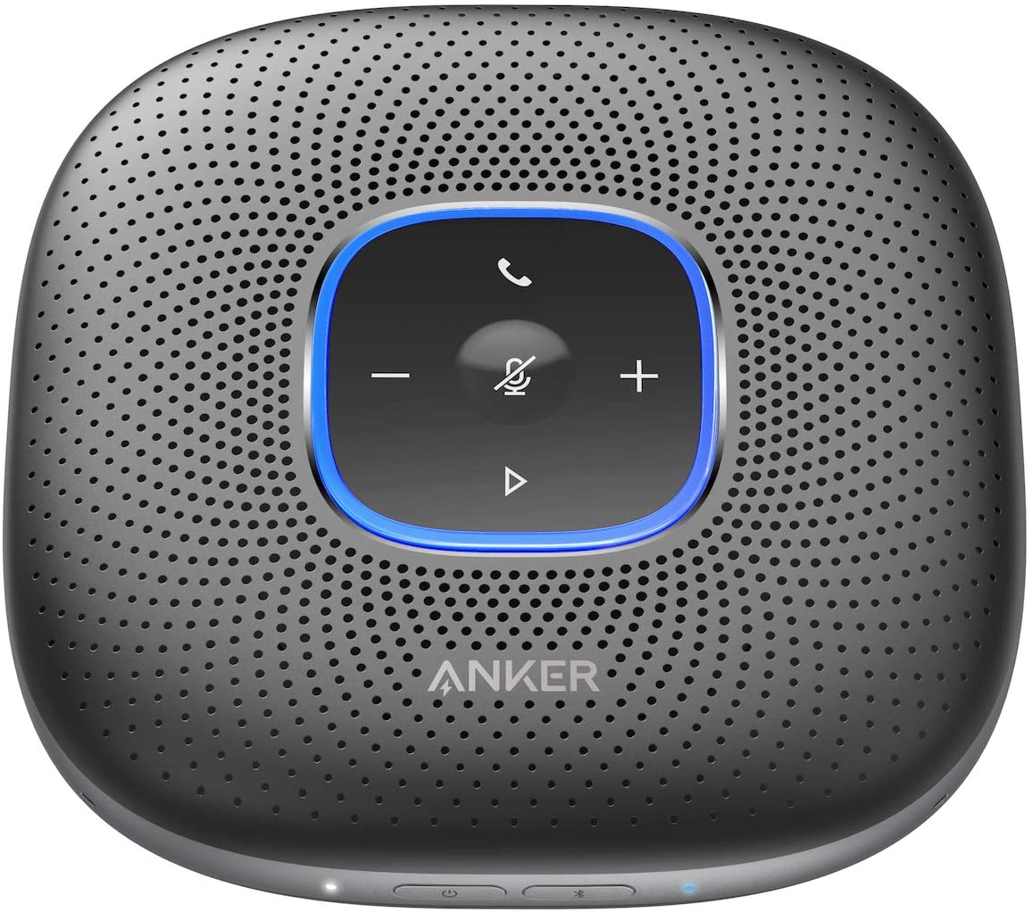 Anker PowerConf Bluetooth Konferenzlautsprecher mit 6 integrierten Mikrofonen, verbesserter Tonaufnahme, 24 St. Akku, USB-C Konnektivität, für Homeoffice (Schwarz)